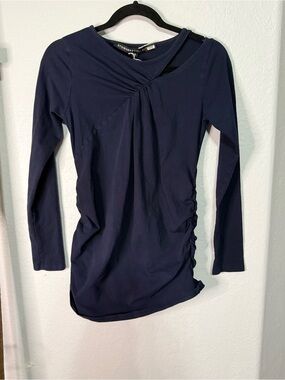 Stowaway Navy Twist-Front Maternity Long Sleeve Tunic